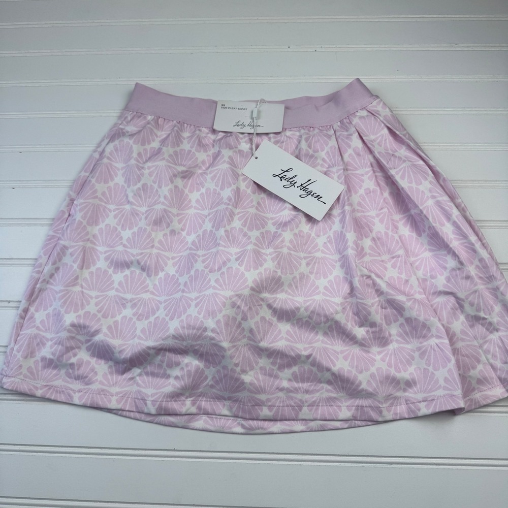 NEW Lady Hagen Women's X-Small Pleated Skort Pink Seashells Golf Pickelball